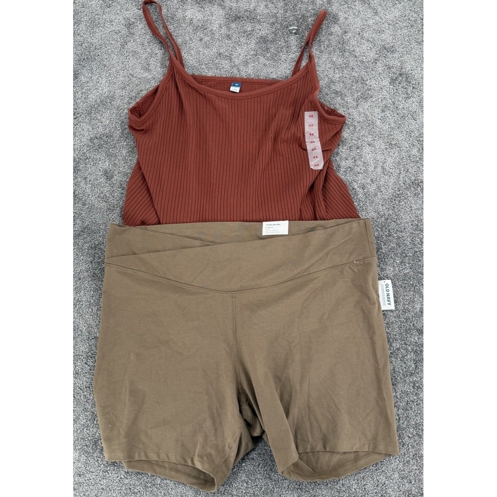 Old Navy Women's Plus 4X Bundle Ribbed Tank Top & PowerChill Bike Shorts NWT